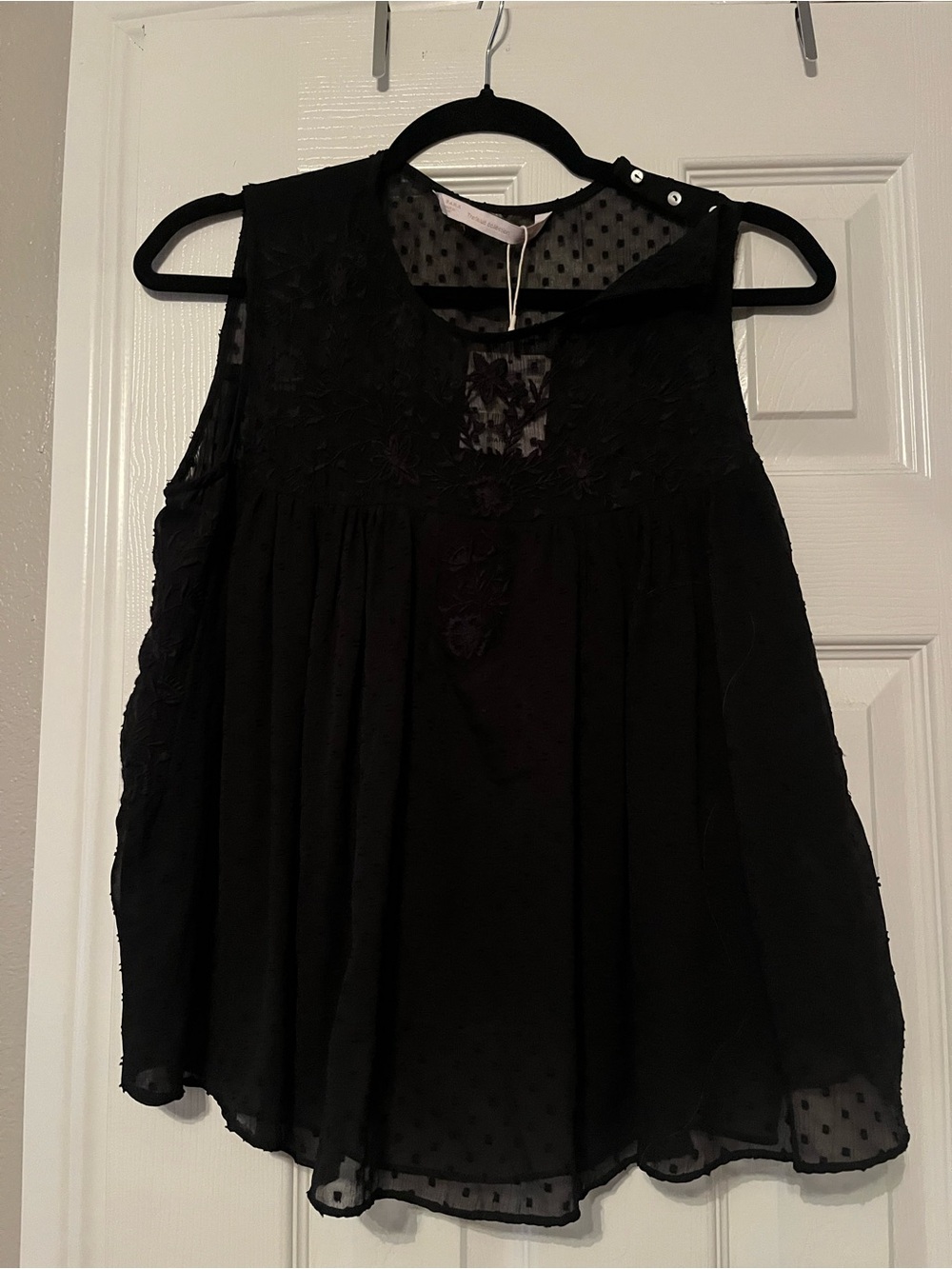 Zara Black Sleeveless Lace Yoke Camisole